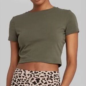 Wild Fable Dark Olive Crop Top